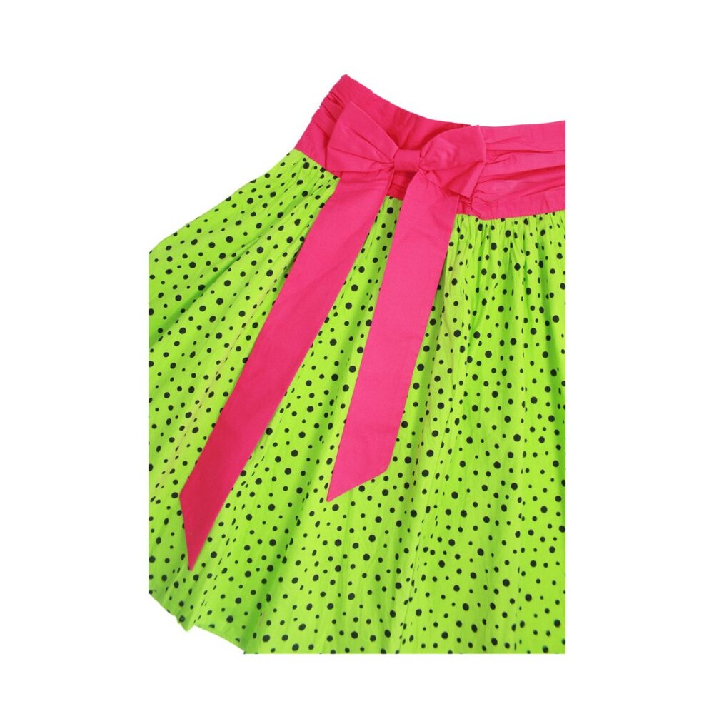 Sourpuss Lime Green/Black Polkadot Circle Skirt - Picture 5 of 6